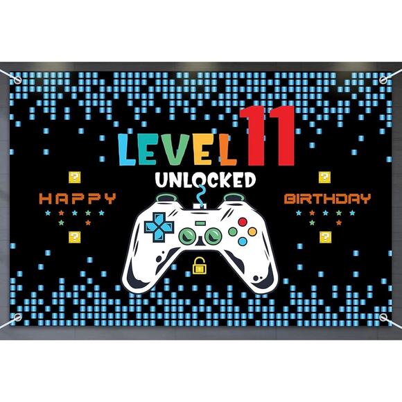 Gaming Birthday Banner Set 11 Years Old 6ft x 4ft - Picture 1 of 4